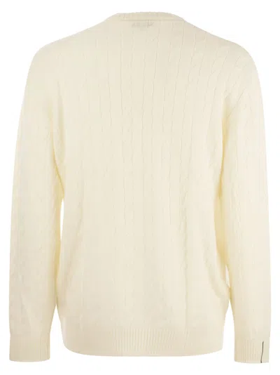 Shop Lacoste Plaited Wool Crew Neck Sweater