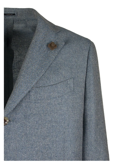 Shop Lardini Single Breasted Two Button Jacket With Herringbone Pattern