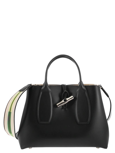 Shop Longchamp Roseau Bag With Fabric Handle And Shoulder Strap
