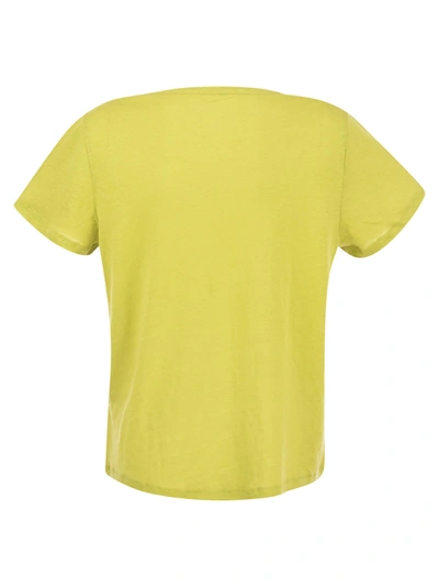 Majestic Crew-neck T-shirt In Linen And Short Sleeve
