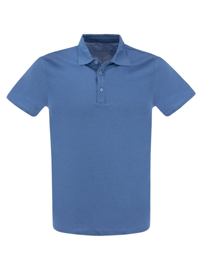 Shop Majestic Short Sleeved Polo Shirt In Lyocell And Cotton