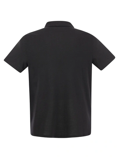 Shop Majestic Short Sleeved Polo Shirt In Lyocell And Cotton