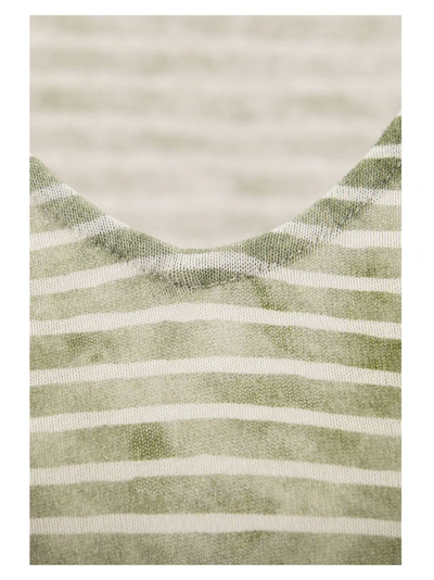 Shop Majestic Striped T Shirt With V Neck