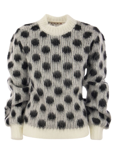 Shop Marni Brushed Mohair Sweater With Polka Dots