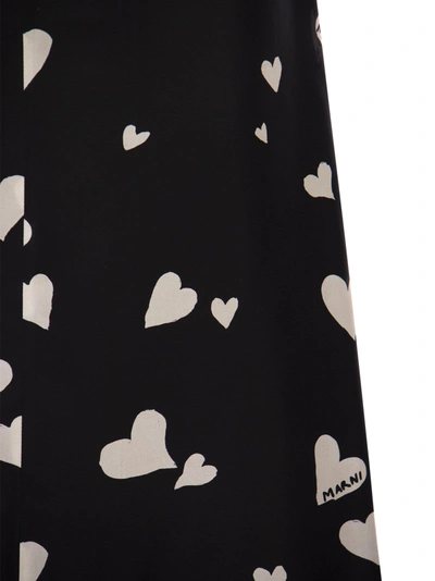 Shop Marni Bunch Of Hearts Print Silk Flared Skirt