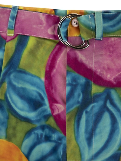 Marni Low Waist Cotton Bermuda Pants With Flower Allover Print