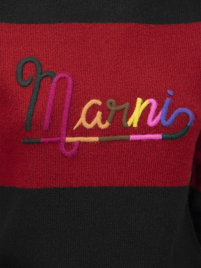 Shop Marni Shetland Wool Sweater With Embroidered Logo