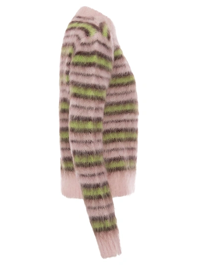 Shop Marni Striped Mohair And Wool Pullover