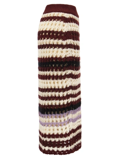 Shop Marni Striped Wool Blend Crochet Skirt