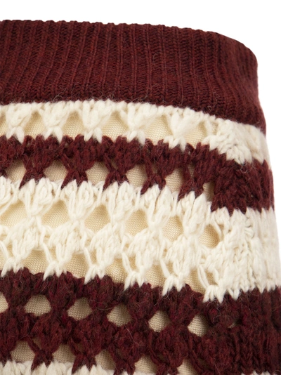 Shop Marni Striped Wool Blend Crochet Skirt