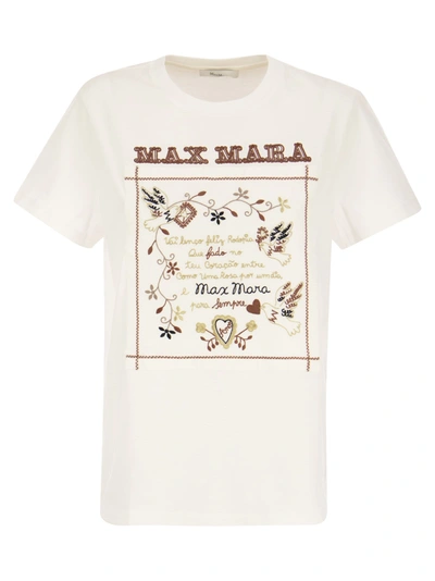 Shop Max Mara Tshirt Cotton T Shirt With Embroidery