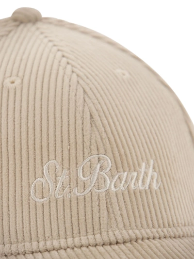 Shop Mc2 Saint Barth Corduroy Baseball Cap With Embroidery