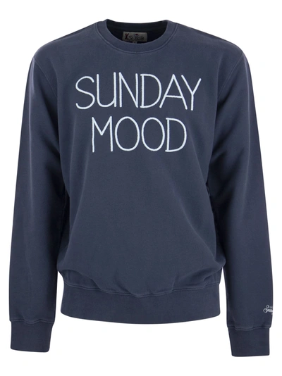 Shop Mc2 Saint Barth Cotton Sweatshirt With Sunday Mood Lettering