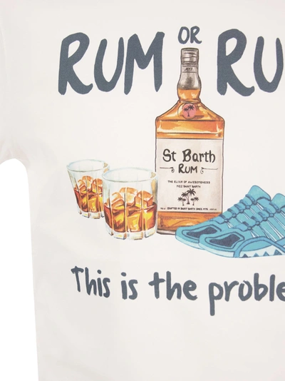 Shop Mc2 Saint Barth Cotton T Shirt With Rum Or Run Print
