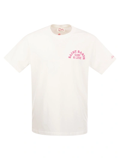 Shop Mc2 Saint Barth Cotton T Shirt With Surfer Girl Print