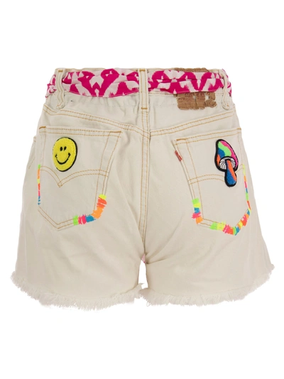Shop Mc2 Saint Barth Denim Shorts With Embroidery And Scarf