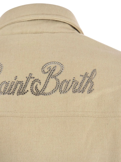 Shop Mc2 Saint Barth Shirt Cut Jacket With Rhinestone Print By St. Barth