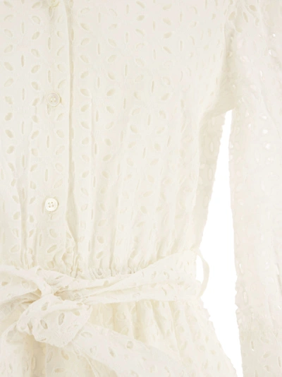 Shop Mc2 Saint Barth Short Cotton Dress With Embroidery