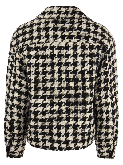 Mc2 Saint Barth Woman Cropped Overshirt With Pied De Poul Print