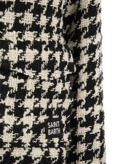 Mc2 Saint Barth Woman Cropped Overshirt With Pied De Poul Print
