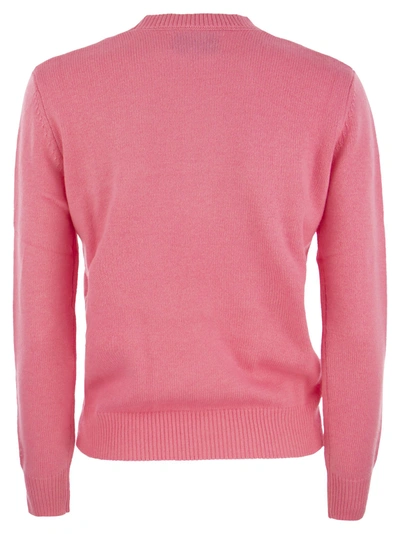 Shop Mc2 Saint Barth Wool And Cashmere Blend Jumper With Favolosa Embroidery