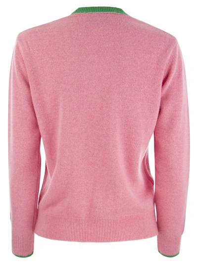 Shop Mc2 Saint Barth Wool And Cashmere Blend Jumper With Vodka Vs Yoga Embroidery