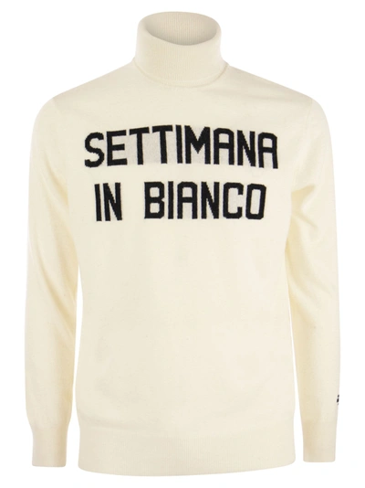 Shop Mc2 Saint Barth Wool And Cashmere Blend Turtleneck Sweater Settimana In Bianco