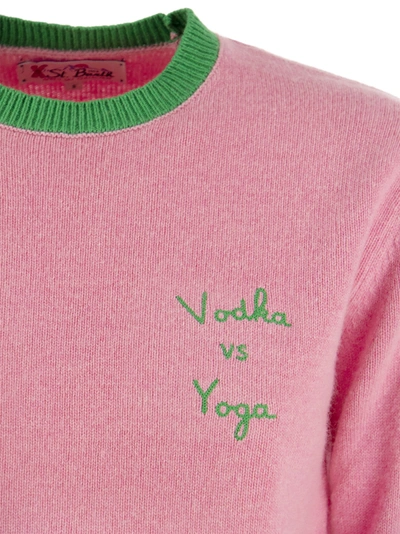 Shop Mc2 Saint Barth Wool And Cashmere Blend Jumper With Vodka Vs Yoga Embroidery