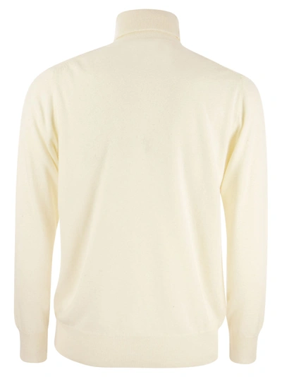 Shop Mc2 Saint Barth Wool And Cashmere Blend Turtleneck Sweater Settimana In Bianco
