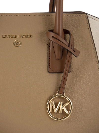 Shop Michael Kors Avril Colour Block Grained Leather Handbag With Zip