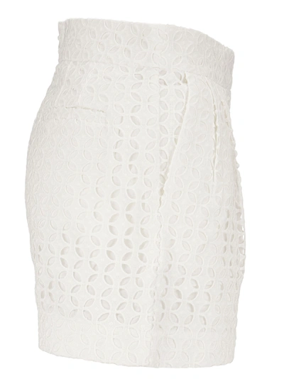 Michael Kors Geometric Embroidery Shorts In White