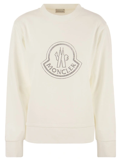 Shop Moncler Logo Sweatshirt With Crystals