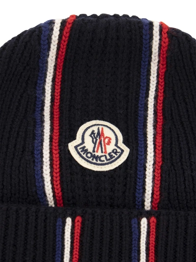 Shop Moncler Tricolour Wool Hat