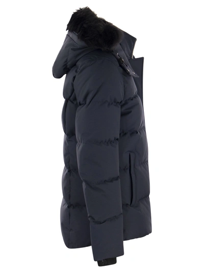 Shop Moose Knuckles Cloud 3 Q Down Jacket With Hood And Fur