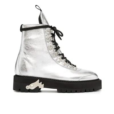 Off-white Off White Metallic Finish Ankle Boot