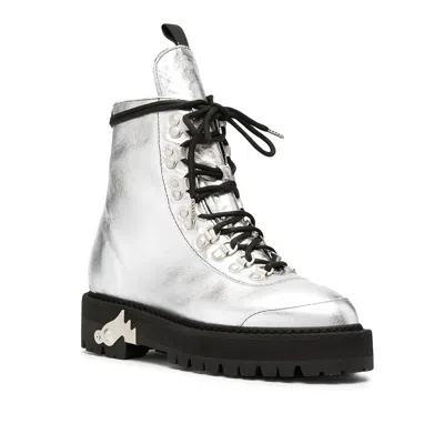 Off-white Off White Metallic Finish Ankle Boot