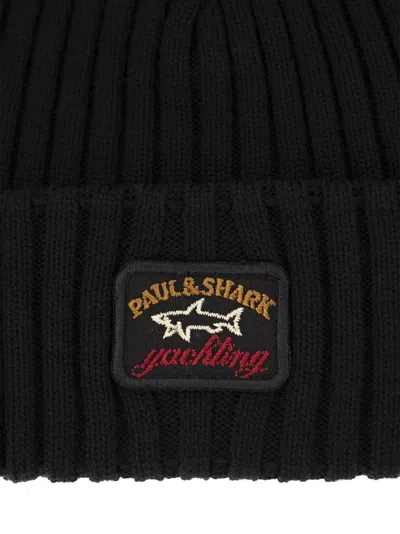 Shop Paul & Shark Iconic Coin Badge Ribbed Wool Hat
