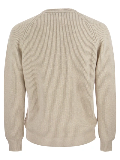 Shop Peserico Crew Neck Sweater In Wool And Cashmere