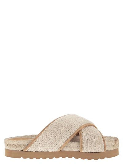 Shop Peserico Jute And Leather Sandal