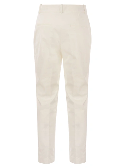 Shop Peserico Iconic Fit Trousers In Comfort Cotton Satin