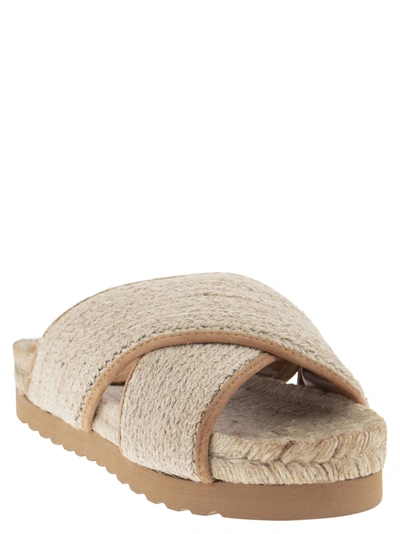 Shop Peserico Jute And Leather Sandal