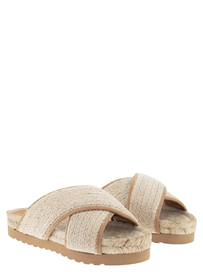 Shop Peserico Jute And Leather Sandal