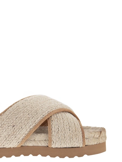 Shop Peserico Jute And Leather Sandal