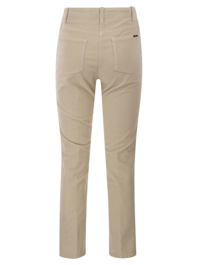 Shop Peserico Milleraies Striped Velvet 5 Pocket Trousers