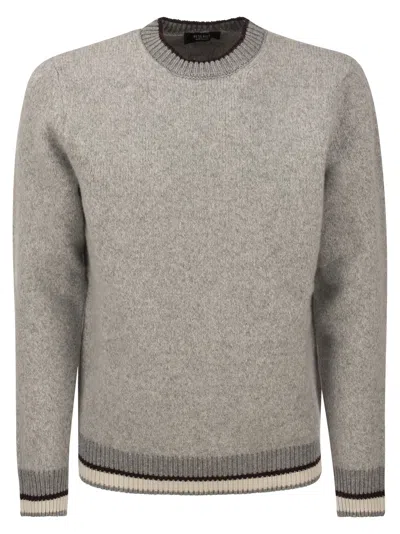 Shop Peserico Round Neck Sweater In Wool Silk And Cashmere Boucle' Patterned Yarn