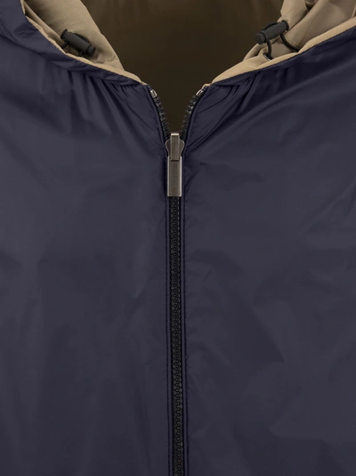 Peserico Men's Reversible Jacket With Hood In Blue
