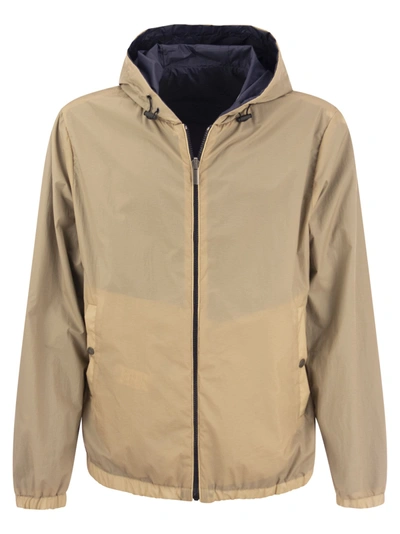Peserico Men's Reversible Jacket With Hood In Blue
