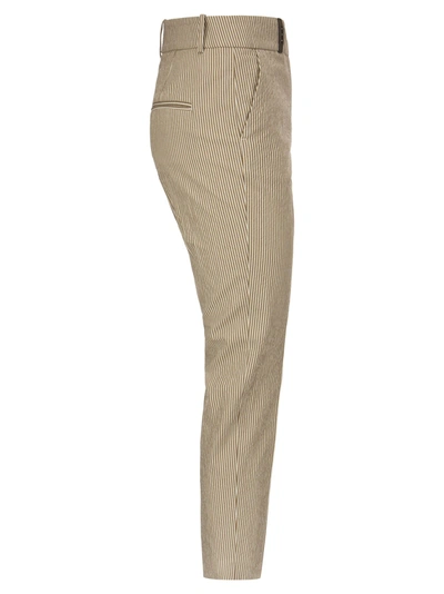 Shop Peserico Techno Trousers In Pinstripe Stretch Cotton