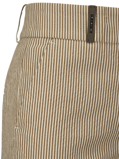 Shop Peserico Techno Trousers In Pinstripe Stretch Cotton