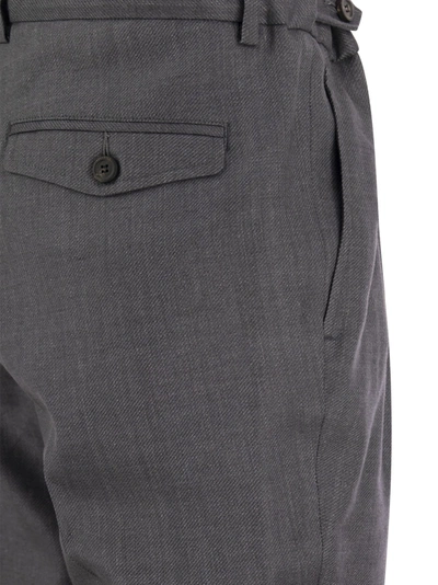 Shop Peserico Virgin Wool And Linen Blend Trousers